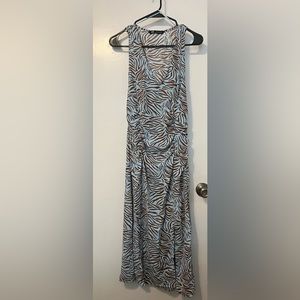 Zara Size Medium Blue and Brown Zebra Print Dress